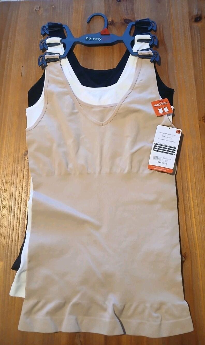 3-Pack SkinnyGirl Control Shaping Seamless Reversible Camis Tank Tops M